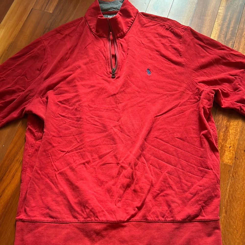 Ralph Lauren POLO Luxury Jersey Quarter-Zip Red Pullover